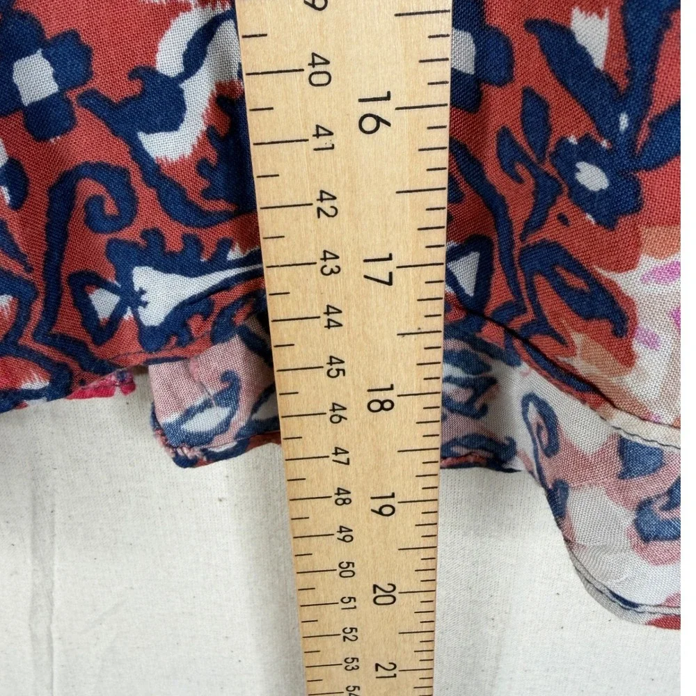 Cabi Elastic Waist Colorful Tiered Floral Print Skirt size Medium Red/Blue #5053
